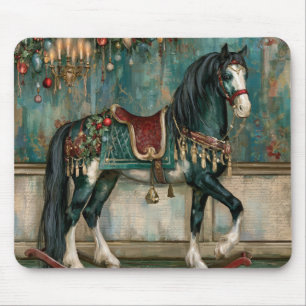 Tapis De Souris Magnifique cheval de Noël victorien
