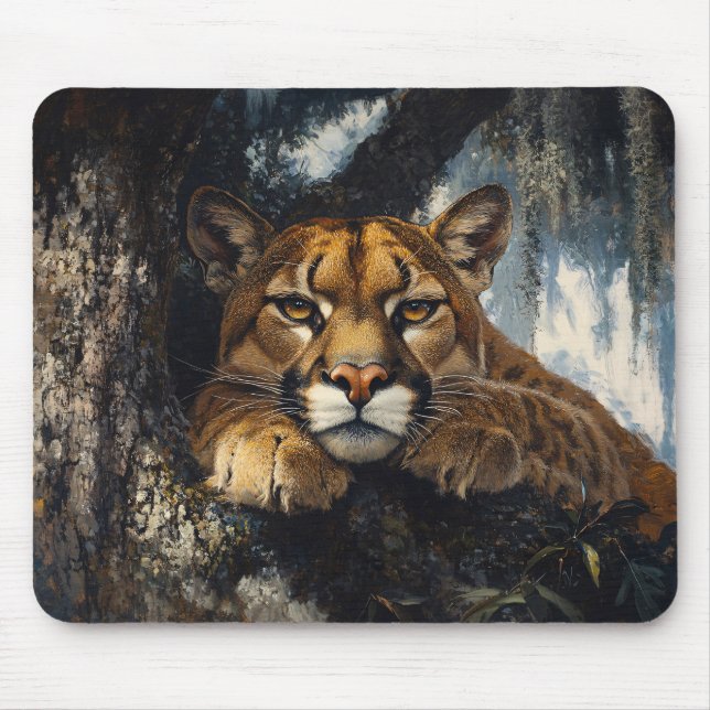 Tapis De Souris Magnifique couguar en forêt (Devant)