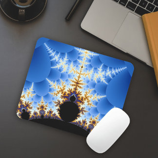 Tapis De Souris Magnifique Mandelbrot Bleu Noir Or Fractale