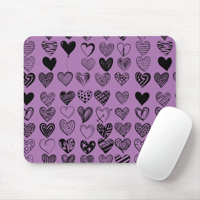 Tapis De Souris Magnifique Pad de souris de dessin de coeur noir (Avec souris)