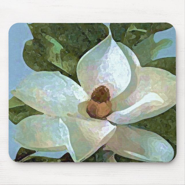 Tapis De Souris Magnolia en fleurs blanches (Devant)