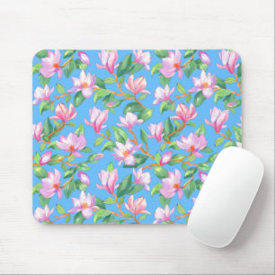 Tapis De Souris Magnolia en floraison sur le bleu ciel