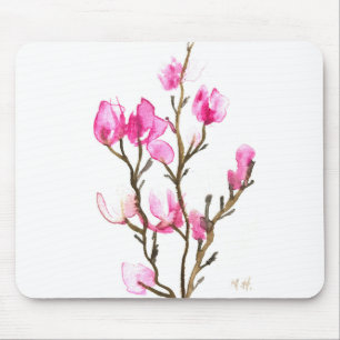 Tapis De Souris Magnolia Floral Mère Élégant rose Vintage Chic