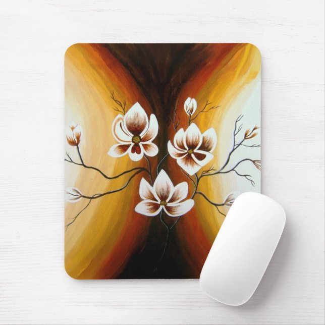 Tapis De Souris Magnolias, acrylique - (Avec souris)