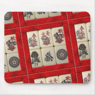 Tapis De Souris Mahjong couvre de tuiles les cadres rouges