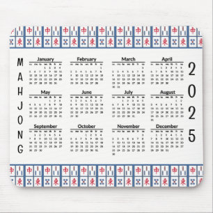Tapis De Souris Mahjong Jeu Tiles 2025 Calendrier Mousepad