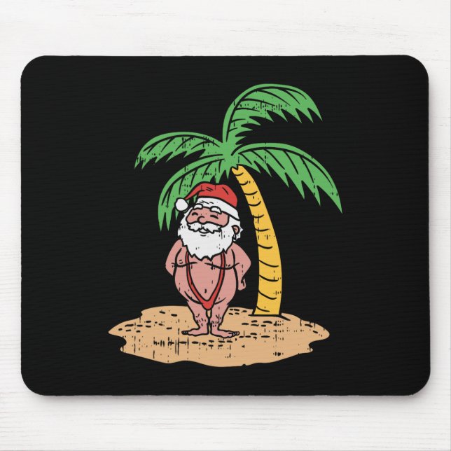 Tapis De Souris Maillot de bain d'été du Père Noël drôle de Noël e (Devant)
