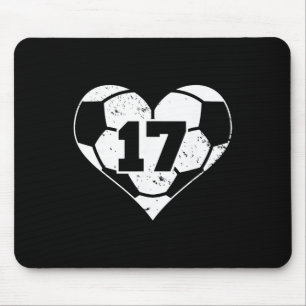 Tapis De Souris Maillot de foot numéro 17 Drôle de cœur de jeu de