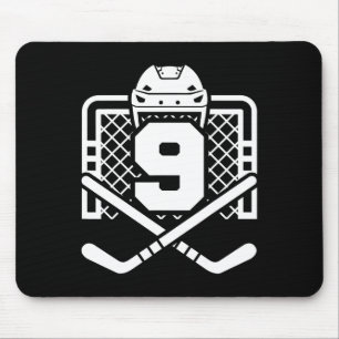 Tapis De Souris Maillot numéro 9 de hockey drôle de joueur de hock