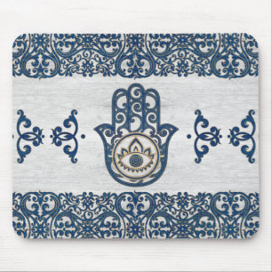 Tapis De Souris Main de Hamsa - main de bois de bleu de Fatima
