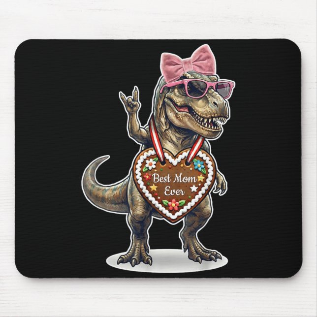 Tapis De Souris Main de roche T Rex Meilleure maman de tous les te (Devant)