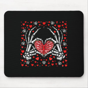 Tapis De Souris Main de squelette drôle coeur Saint Valentin os Am