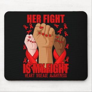 Tapis De Souris Main Son Combat Est Ma Lutte Maladie De Coeur Roug