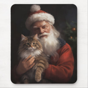 Tapis De Souris Maine Coon avec Noël Festif du Père Noël
