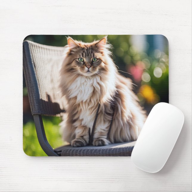 Tapis De Souris Maine Coon Chat Sur Chaise (Avec souris)