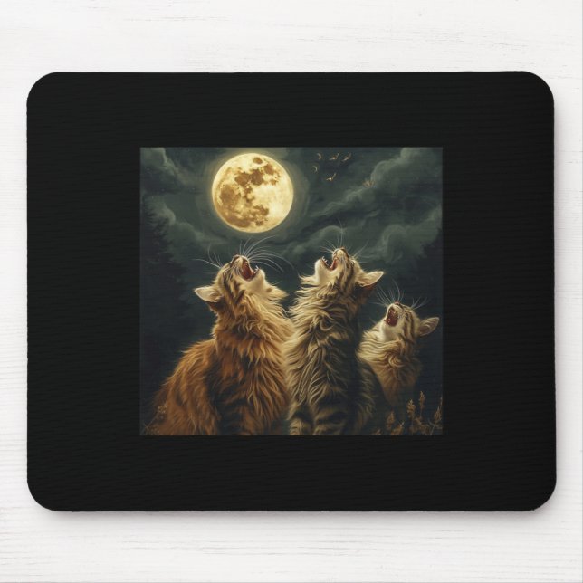 Tapis De Souris Maine Coon Howl Sur Moon Amoureux des chats (Devant)