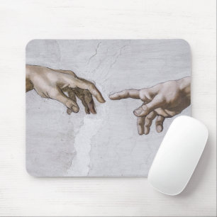 Tapis De Souris Mains de Dieu et Adam par Michel-Ange