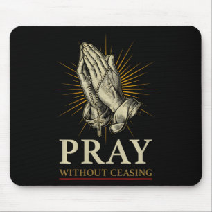 Tapis De Souris Mains en prière Jésus Croix Rosaire Foi Dévotion P