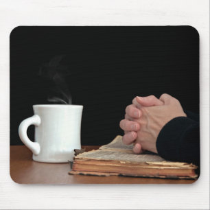 Tapis De Souris Mains sur la vieille Bible