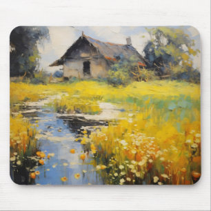 Tapis De Souris Maison ancienne campagne impressionnisme
