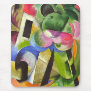 Tapis De Souris Maison avec des arbres par Franz Marc, Beaux-arts 