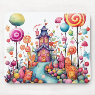 TAPIS DE SOURIS MAISON DE BONBONS COLORÉE D'HALLOWEEN