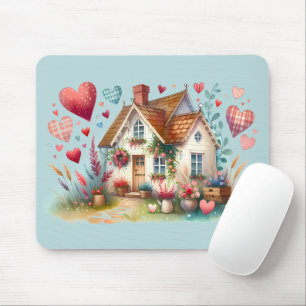 Tapis De Souris Maison de cœur Cottagecore Fantaisiste Art