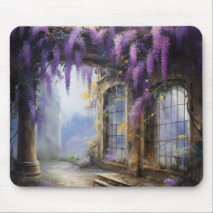 Tapis De Souris Maison de fleurs violettes