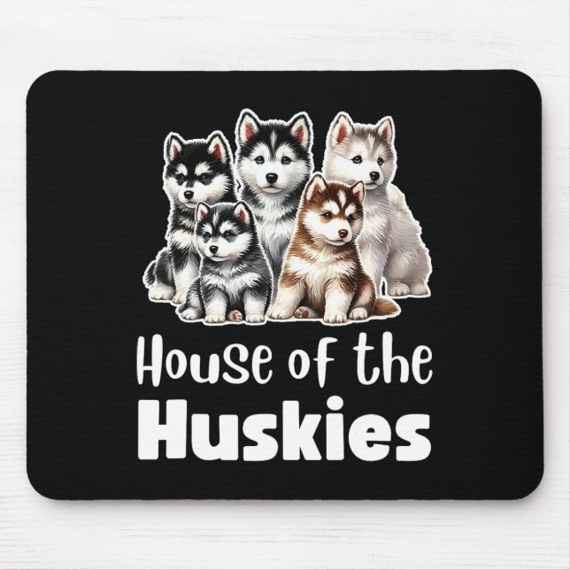 Tapis De Souris Maison Des Huskies Jolie Aquarelle Puppy Huskies (Devant)