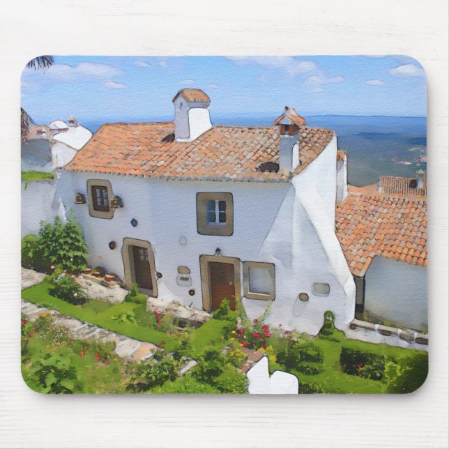 Tapis De Souris Maison méditerranéenne Watercolor (Devant)