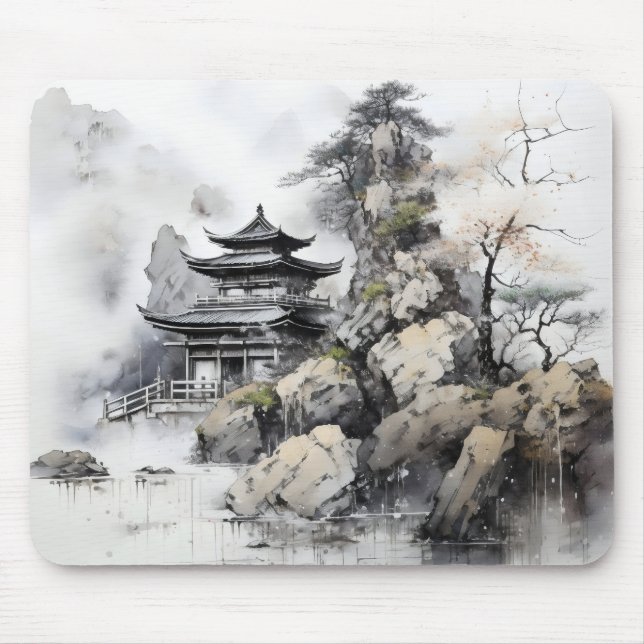 Tapis De Souris Maison Traditionnelle Asiatique (Devant)
