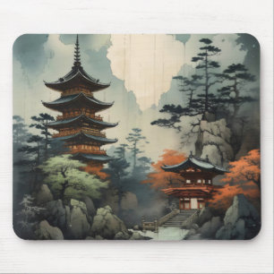 Tapis De Souris Maisons asiatiques Woodblock