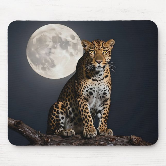 Tapis De Souris Majestic Leopard and Full Moon   (Devant)