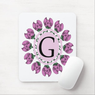 Tapis De Souris Majuscule G monogramme floral