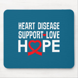 Tapis De Souris Maladie Cardiaque Soutien Amour Espoir Ruban Rouge