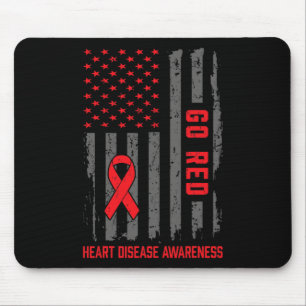 Tapis De Souris Maladie Drapeau américain Go Red Heart Disease Awa