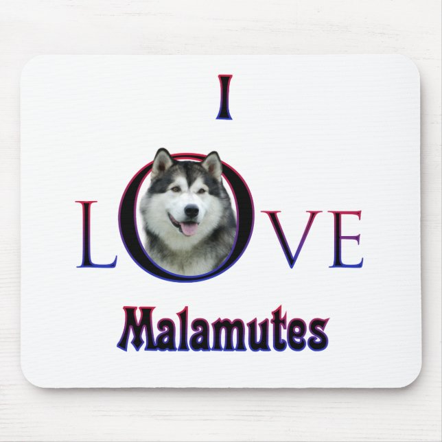Tapis De Souris Malamute d'Alaska I Love (Devant)