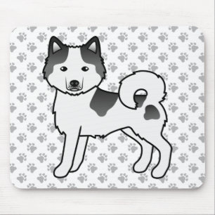 Tapis De Souris Malamute d'Alaska pie noir mignon chien de dessin