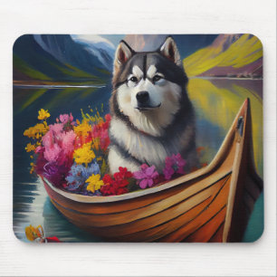 Tapis De Souris Malamute d'Alaska sur une pagaie : une aventure pi