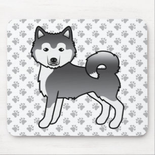 Tapis De Souris Malamute Esquimau Bleu Chien de Dessin Animé Migno