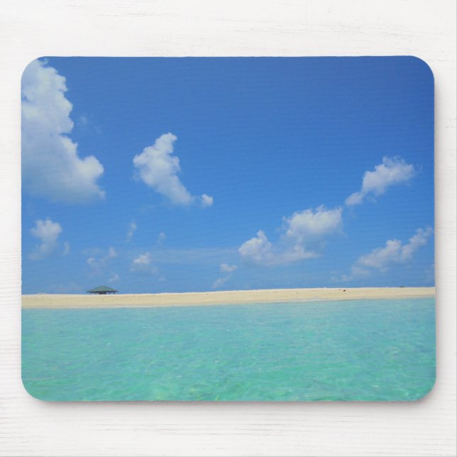 Tapis De Souris Maldives Blue Sea Sky White Nuages Sand Modèle (Devant)