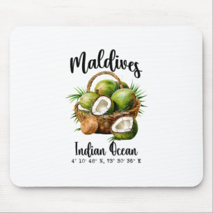Tapis De Souris Maldives Cocotier Océan Indien Île Tropicale Gps