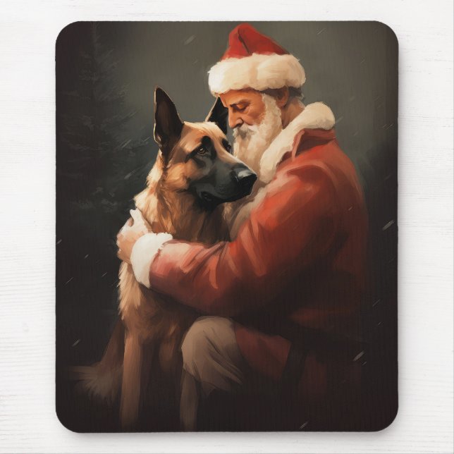 Tapis De Souris Malinoi Belge Avec Noël Festif Du Père Noël (Devant)