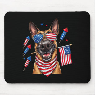 Tapis De Souris Malinois belge Drapeau américain des États-Unis Jo