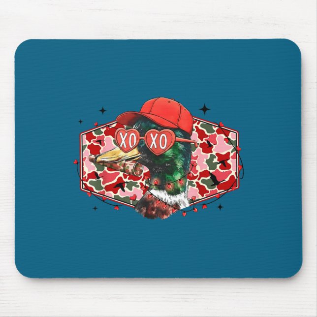 Tapis De Souris Mallard Duck Camouflage Happy Valentine's Day Hunt (Devant)