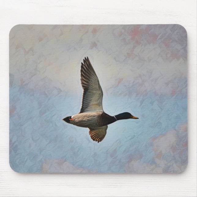 Tapis De Souris Mallard Duck Flying in Sky Art Mouse Pad (Devant)