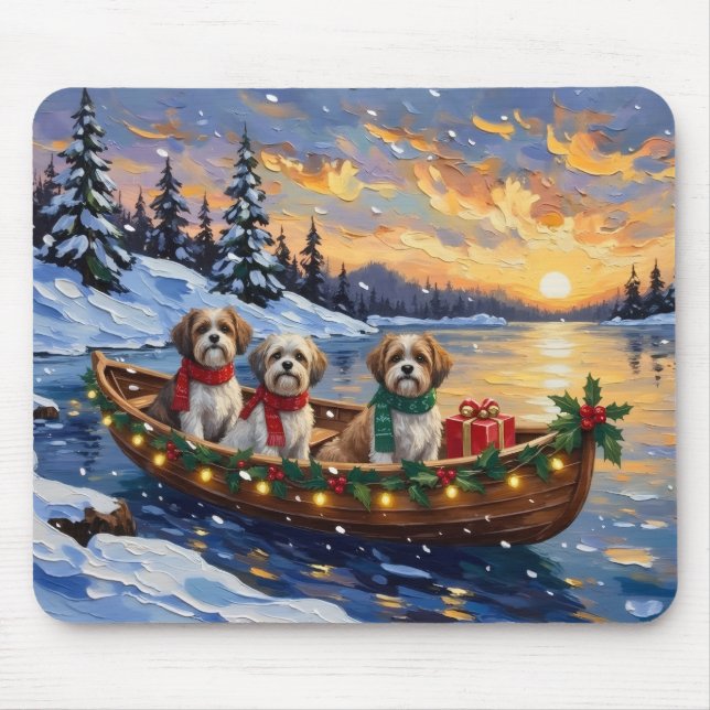 Tapis De Souris Malti Tzu Christmas Boat Holiday (Devant)
