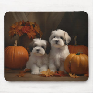 Tapis De Souris Malti tzu Puppy Citrouille d'automne