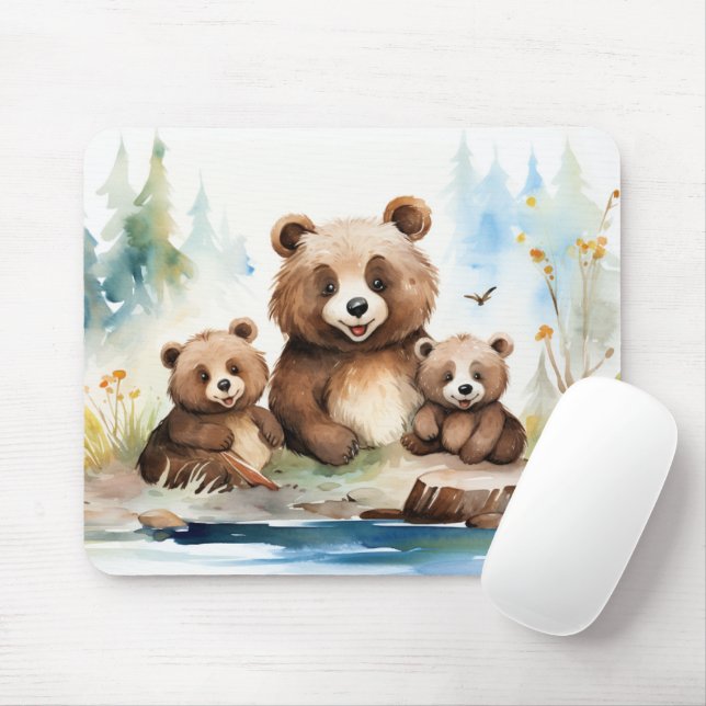 Tapis De Souris Mama Bear et Cubs (Avec souris)