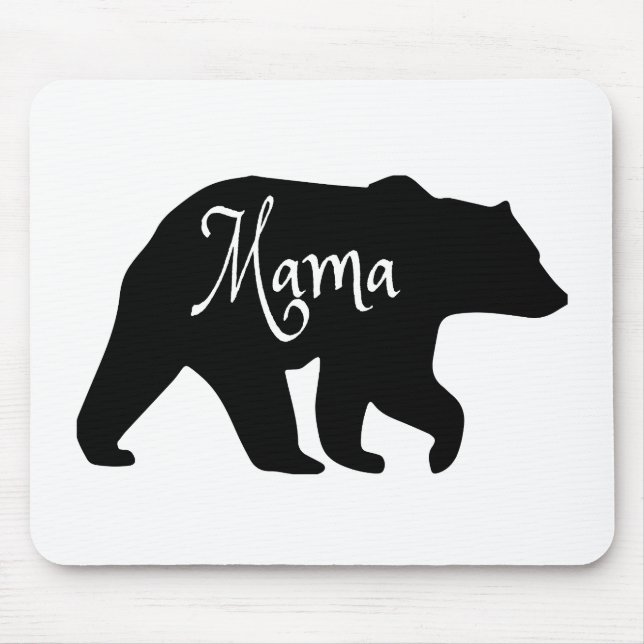 Tapis De Souris Mama Bear noir et blanc (Devant)
